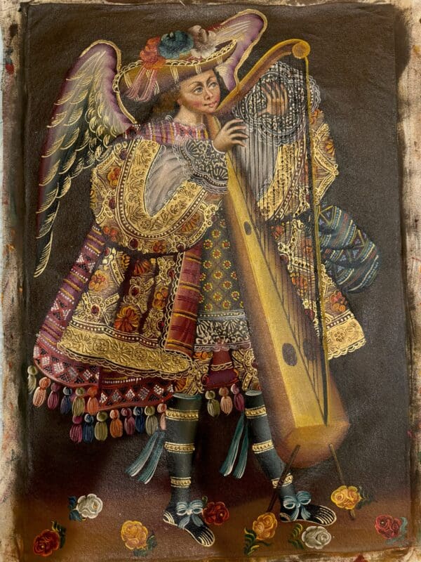 Oil Painting of Archangel Sandalphon (Music) from Peru - Image 3