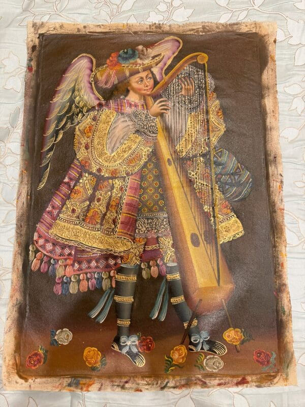 Oil Painting of Archangel Sandalphon (Music) from Peru - Image 2