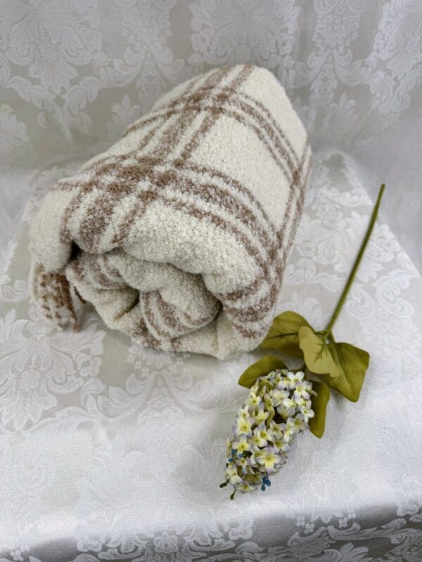 100% Baby Alpaca Wool Throw from Peru (Beige) - Image 4