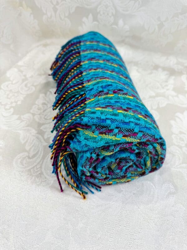 100% Baby Alpaca Wool Throw from Peru (Blue) - Image 6