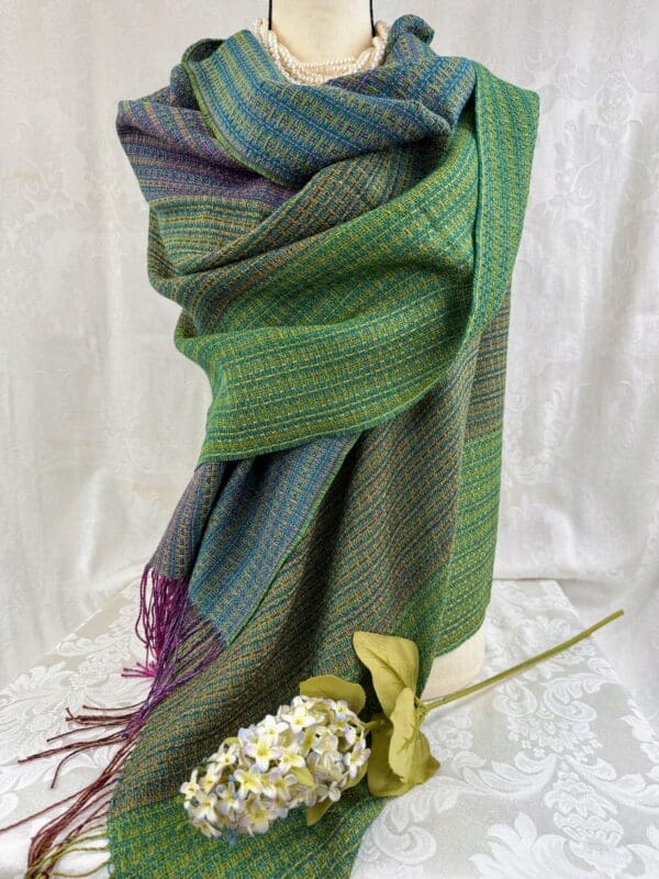 Baby Alpaca & Silk Shawl from Peru (Green)