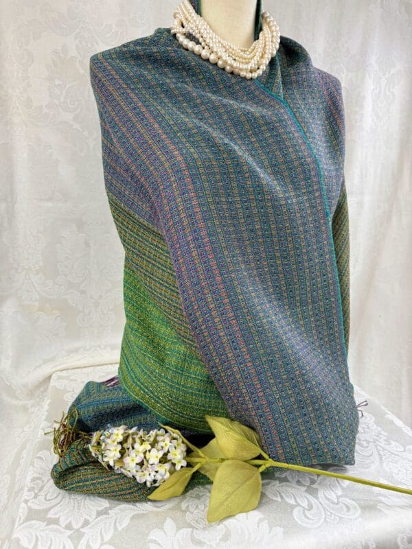 Baby Alpaca & Silk Shawl from Peru (Green) - Image 4