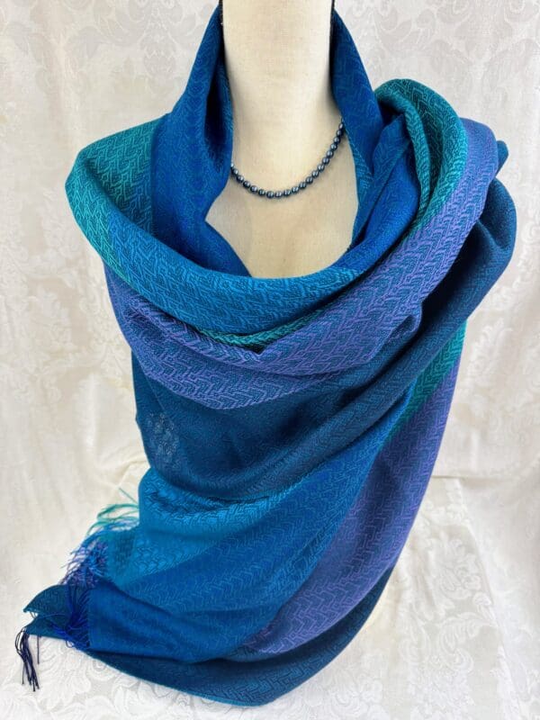 Baby Alpaca & Silk Shawl from Peru (Blue)