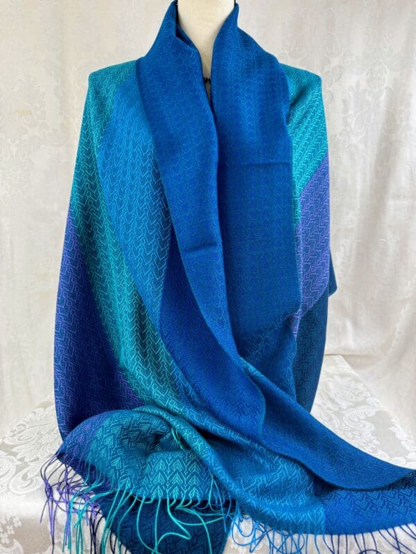 Baby Alpaca & Silk Shawl from Peru (Blue) - Image 5