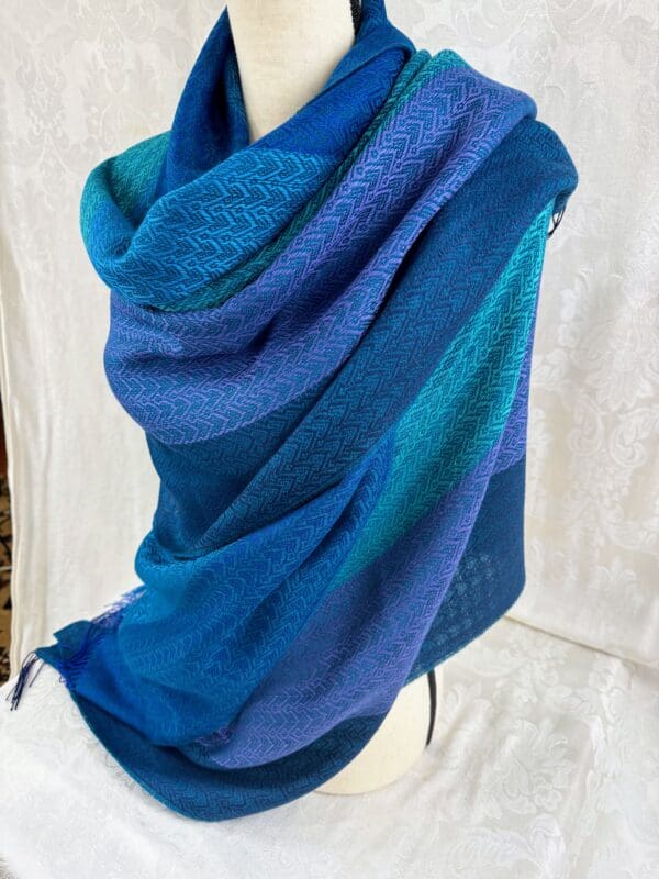 Baby Alpaca & Silk Shawl from Peru (Blue) - Image 4